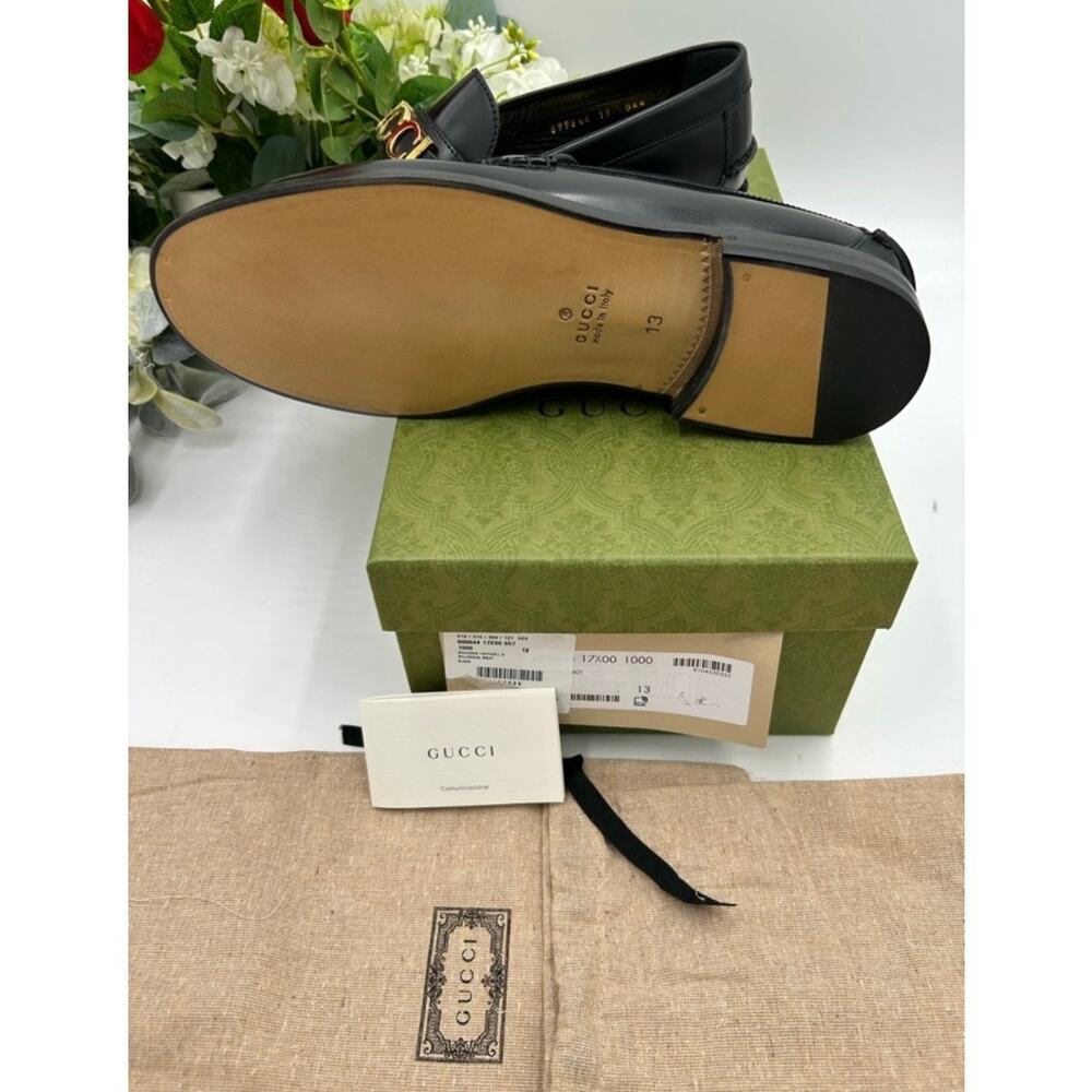 Men's Gucci, gold tone, embellished, leather loafers size 13 made in Italy - Picture 12 of 14